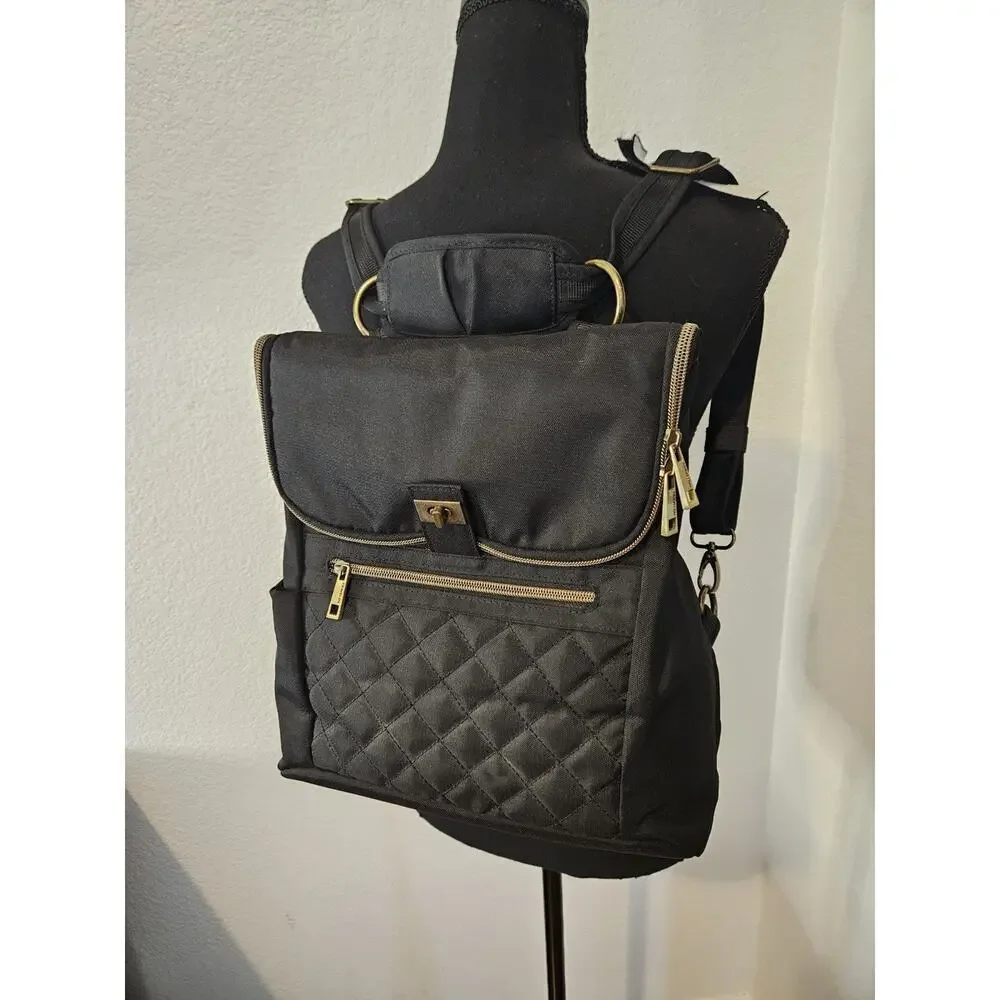 New! Travelon RFID Convertible Backpack Foldover Black 13